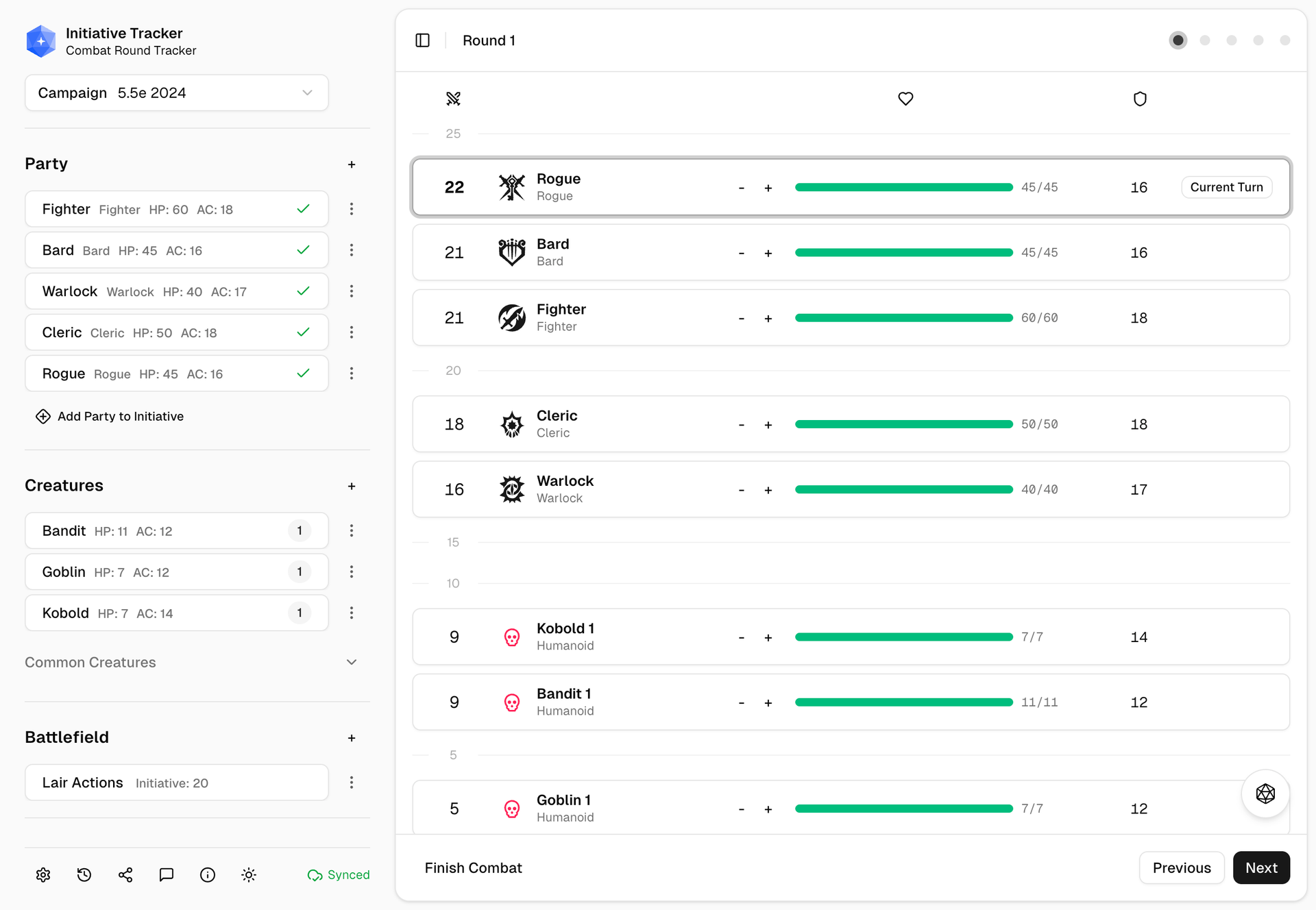 Stat blocks features
